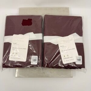 Pottery Barn Belgian Flax Linen Merlot Set Of Two Euro Shams Luxury Natural